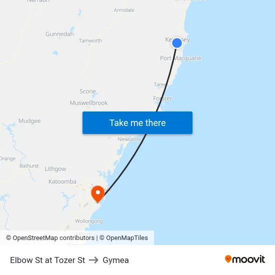 Elbow St at Tozer St to Gymea map