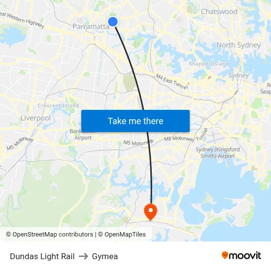 Dundas Light Rail to Gymea map