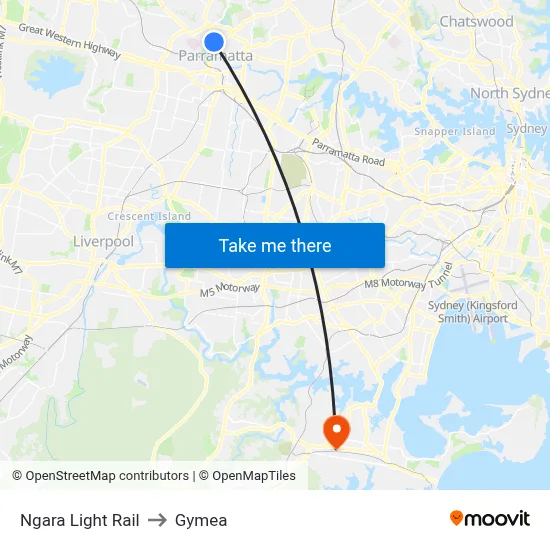 Ngara Light Rail to Gymea map