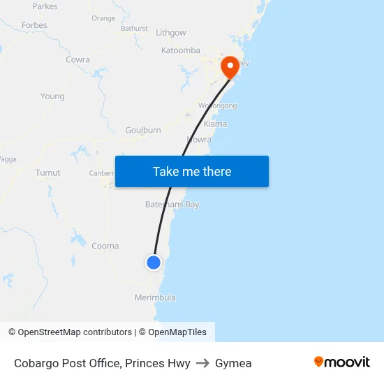 Cobargo Post Office, Princes Hwy to Gymea map