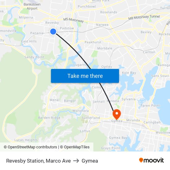 Revesby Station, Marco Ave to Gymea map