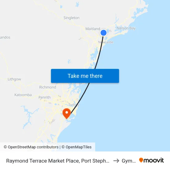 Raymond Terrace Market Place, Port Stephens St to Gymea map