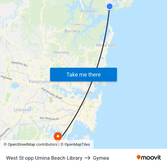West St opp Umina Beach Library to Gymea map