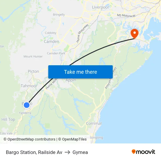 Bargo Station, Railside Av to Gymea map