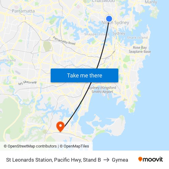 St Leonards Station, Pacific Hwy, Stand B to Gymea map