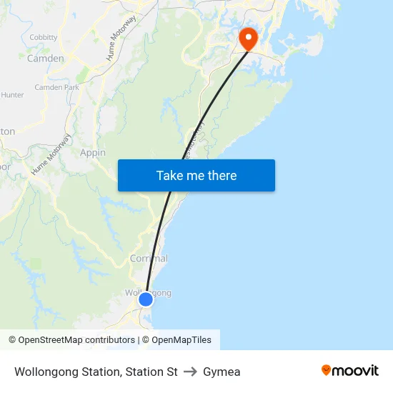 Wollongong Station, Station St to Gymea map