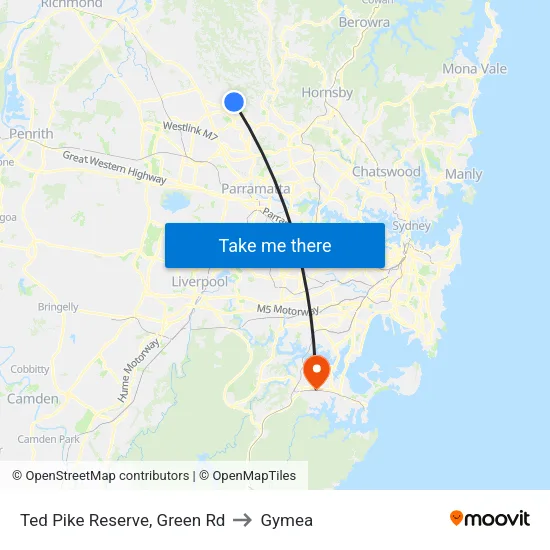 Ted Pike Reserve, Green Rd to Gymea map