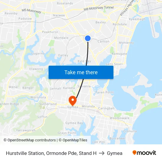 Hurstville Station, Ormonde Pde, Stand H to Gymea map