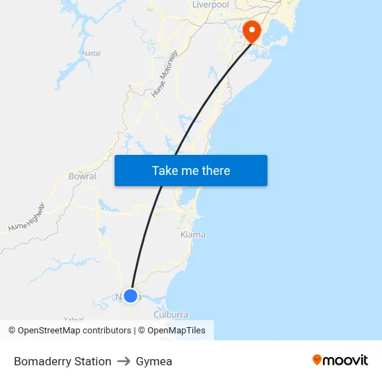 Bomaderry Station to Gymea map