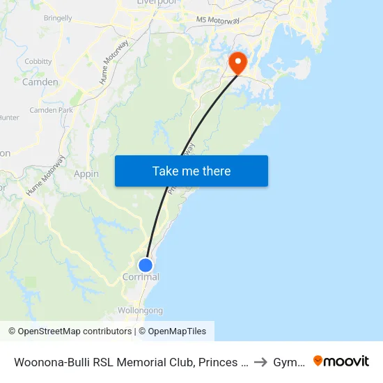 Woonona-Bulli RSL Memorial Club, Princes Hwy to Gymea map
