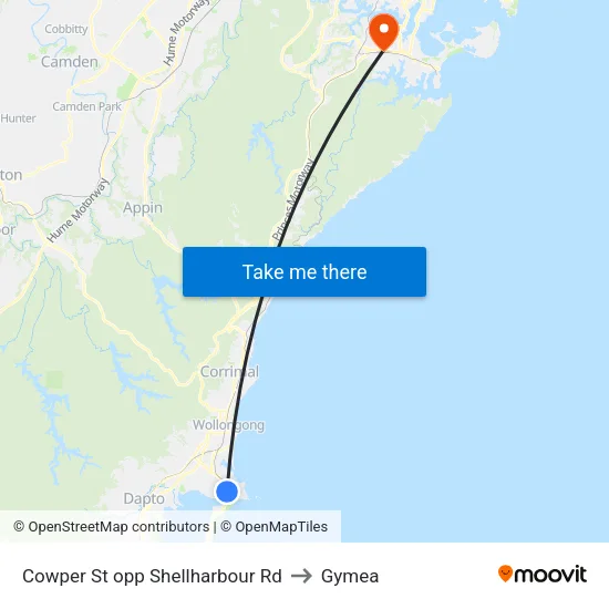 Cowper St opp Shellharbour Rd to Gymea map