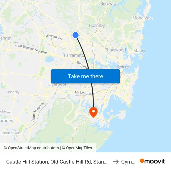 Castle Hill Station, Old Castle Hill Rd, Stand E to Gymea map