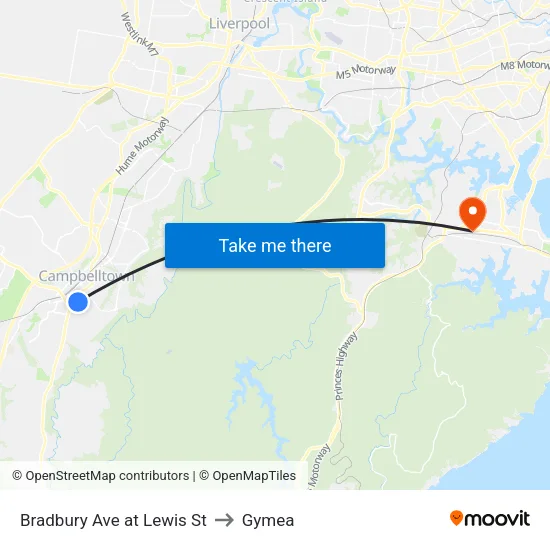 Bradbury Ave at Lewis St to Gymea map