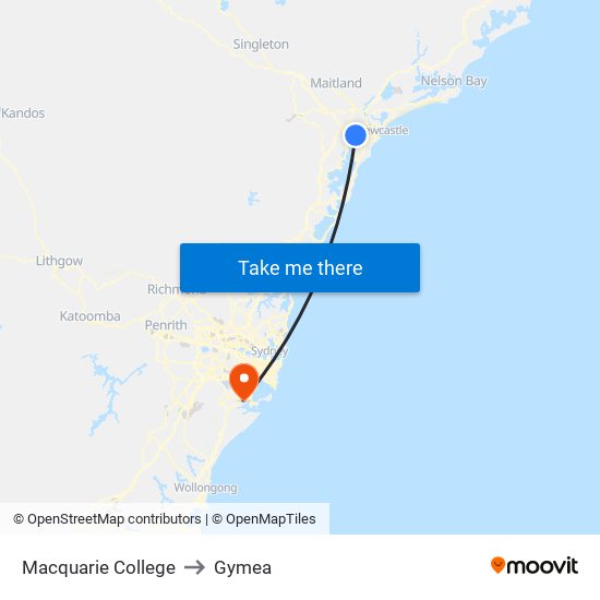 Macquarie College to Gymea map