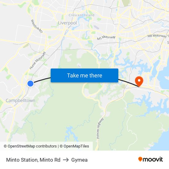 Minto Station, Minto Rd to Gymea map