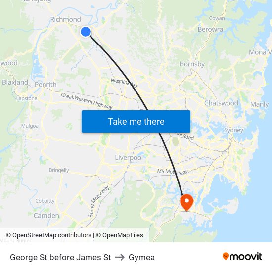 George St before James St to Gymea map