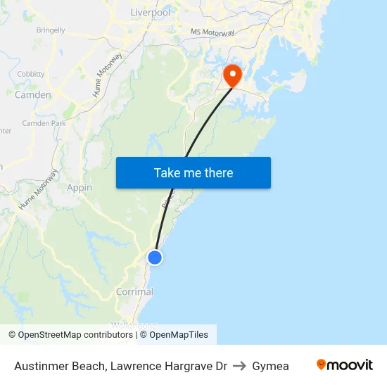 Austinmer Beach, Lawrence Hargrave Dr to Gymea map
