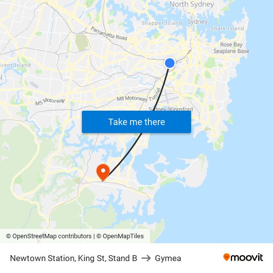 Newtown Station, King St, Stand B to Gymea map
