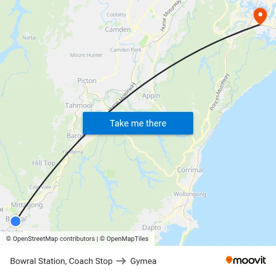 Bowral Station, Coach Stop to Gymea map
