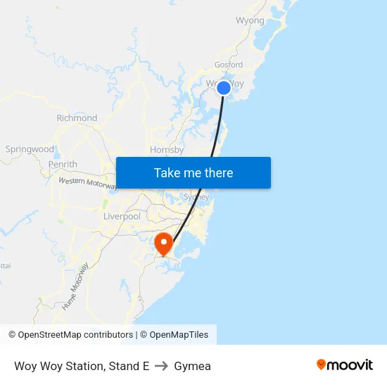 Woy Woy Station, Stand E to Gymea map