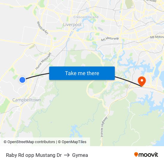 Raby Rd opp Mustang Dr to Gymea map