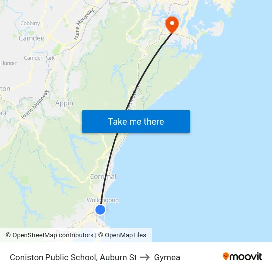 Coniston Public School, Auburn St to Gymea map
