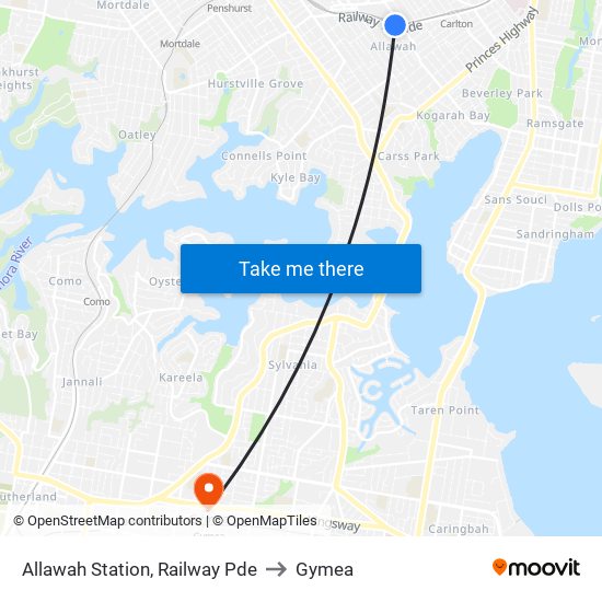 Allawah Station, Railway Pde to Gymea map