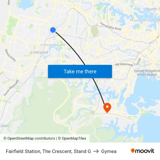 Fairfield Station, The Crescent, Stand G to Gymea map