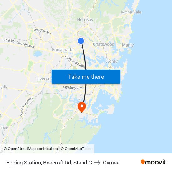 Epping Station, Beecroft Rd, Stand C to Gymea map