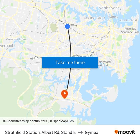 Strathfield Station, Albert Rd, Stand E to Gymea map