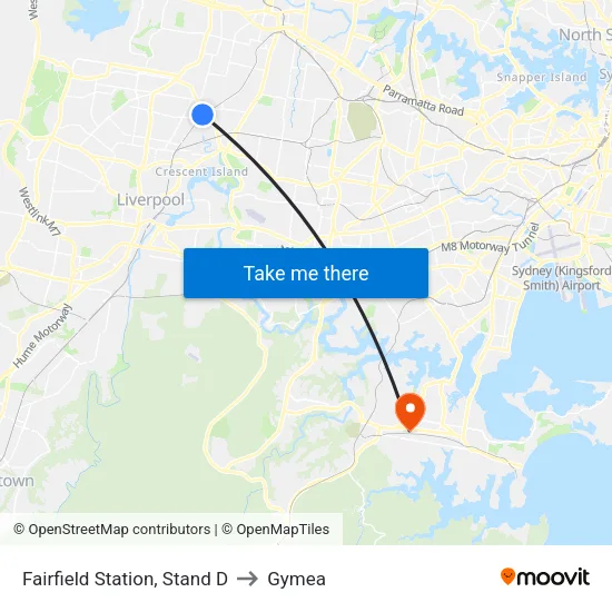 Fairfield Station, Stand D to Gymea map