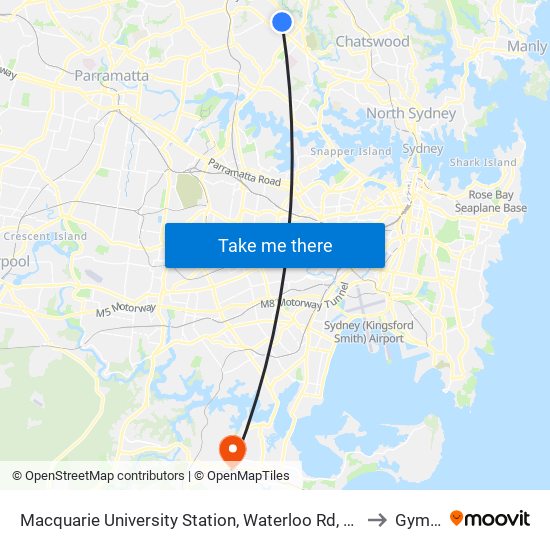 Macquarie University Station, Waterloo Rd, Stand A to Gymea map