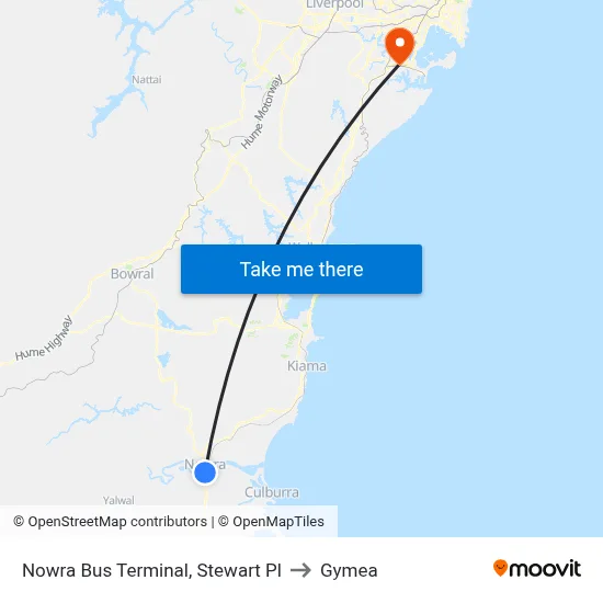 Nowra Bus Terminal, Stewart Pl to Gymea map