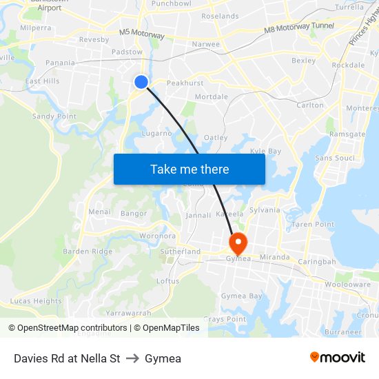 Davies Rd at Nella St to Gymea map