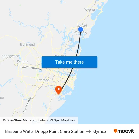 Brisbane Water Dr opp Point Clare Station to Gymea map