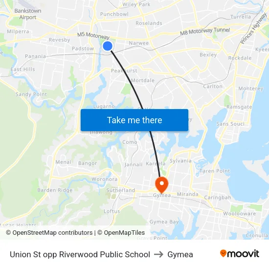 Union St opp Riverwood Public School to Gymea map