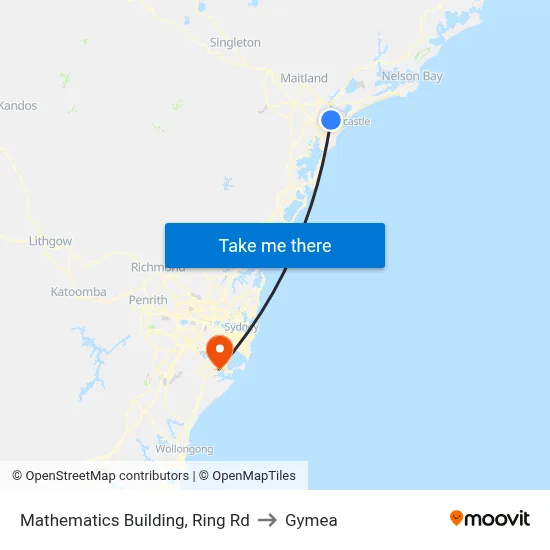 Mathematics Building, Ring Rd to Gymea map