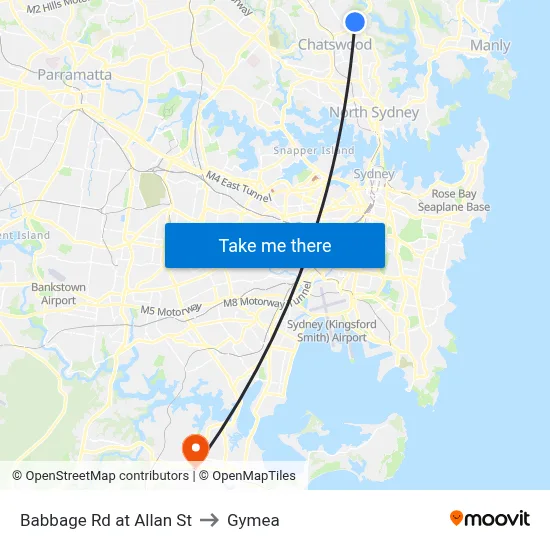 Babbage Rd at Allan St to Gymea map