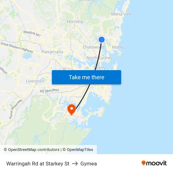 Warringah Rd at Starkey St to Gymea map