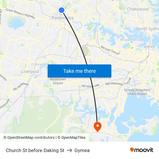 Church St before Daking St to Gymea map