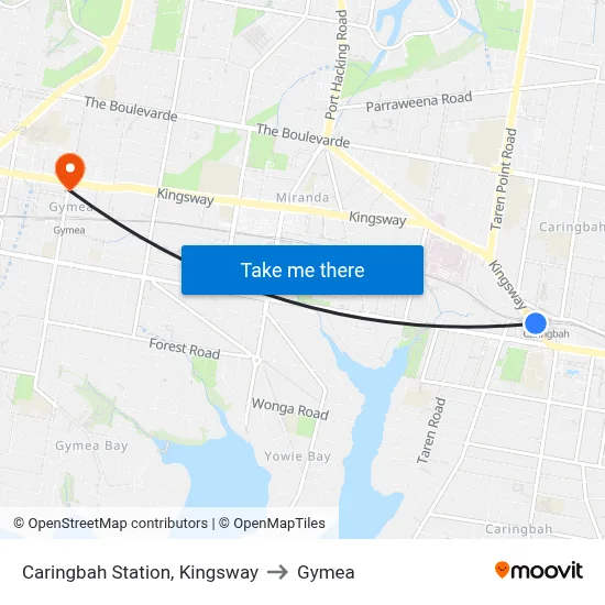 Caringbah Station, Kingsway to Gymea map