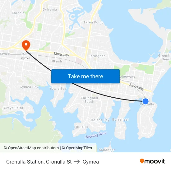 Cronulla Station, Cronulla St to Gymea map