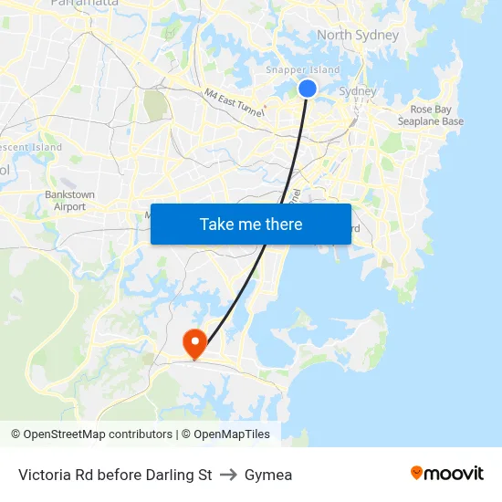 Victoria Rd before Darling St to Gymea map