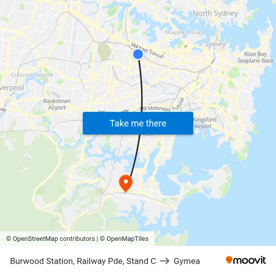 Burwood Station, Railway Pde, Stand C to Gymea map