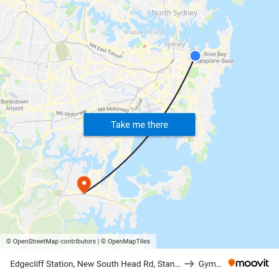 Edgecliff Station, New South Head Rd, Stand N to Gymea map