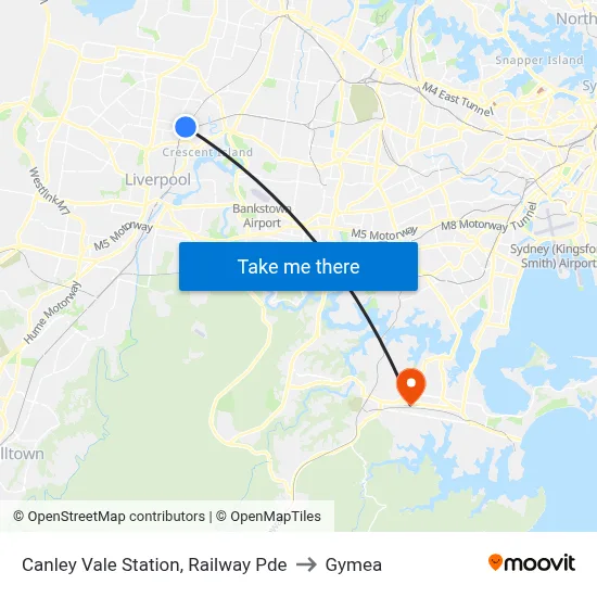 Canley Vale Station, Railway Pde to Gymea map
