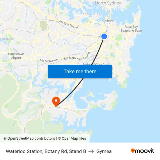 Waterloo Station, Botany Rd, Stand B to Gymea map