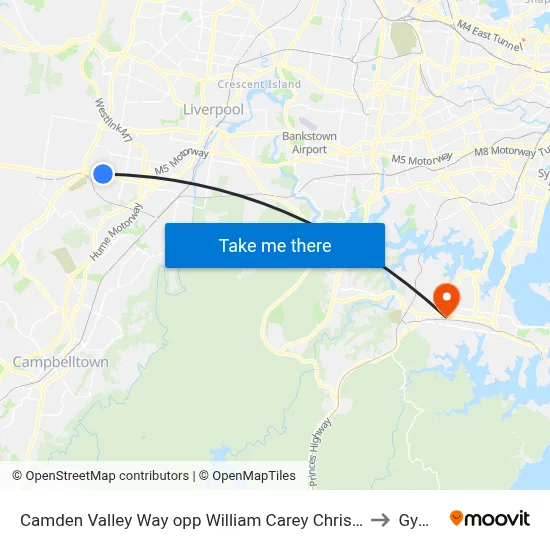 Camden Valley Way opp William Carey Christian School to Gymea map