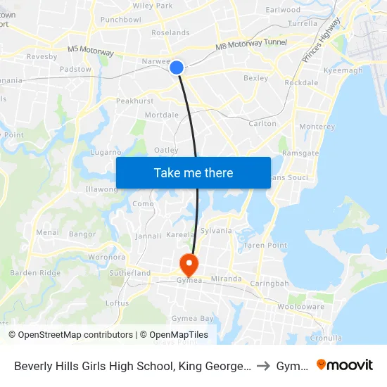 Beverly Hills Girls High School, King Georges Rd to Gymea map