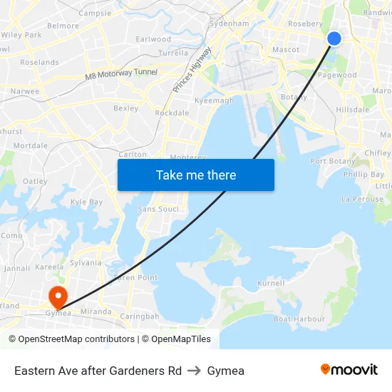 Eastern Ave after Gardeners Rd to Gymea map